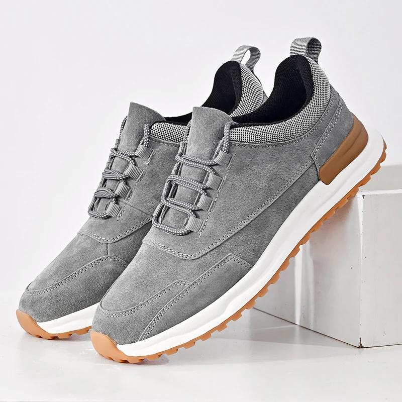 FashionCasual Men's Sneakers Low-top Suede Leather Shoes For Men Vintage Style All-match Sports Comfort Male Treking Footwear Trainers