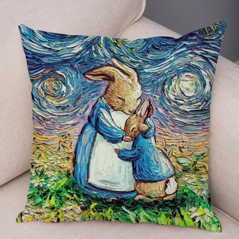Colorful Pet Shepherd Dog Cushion Cover Pillow Case Pillow Covers Decor Oil Painting Cartoon Animal  Pillowcase 45x45