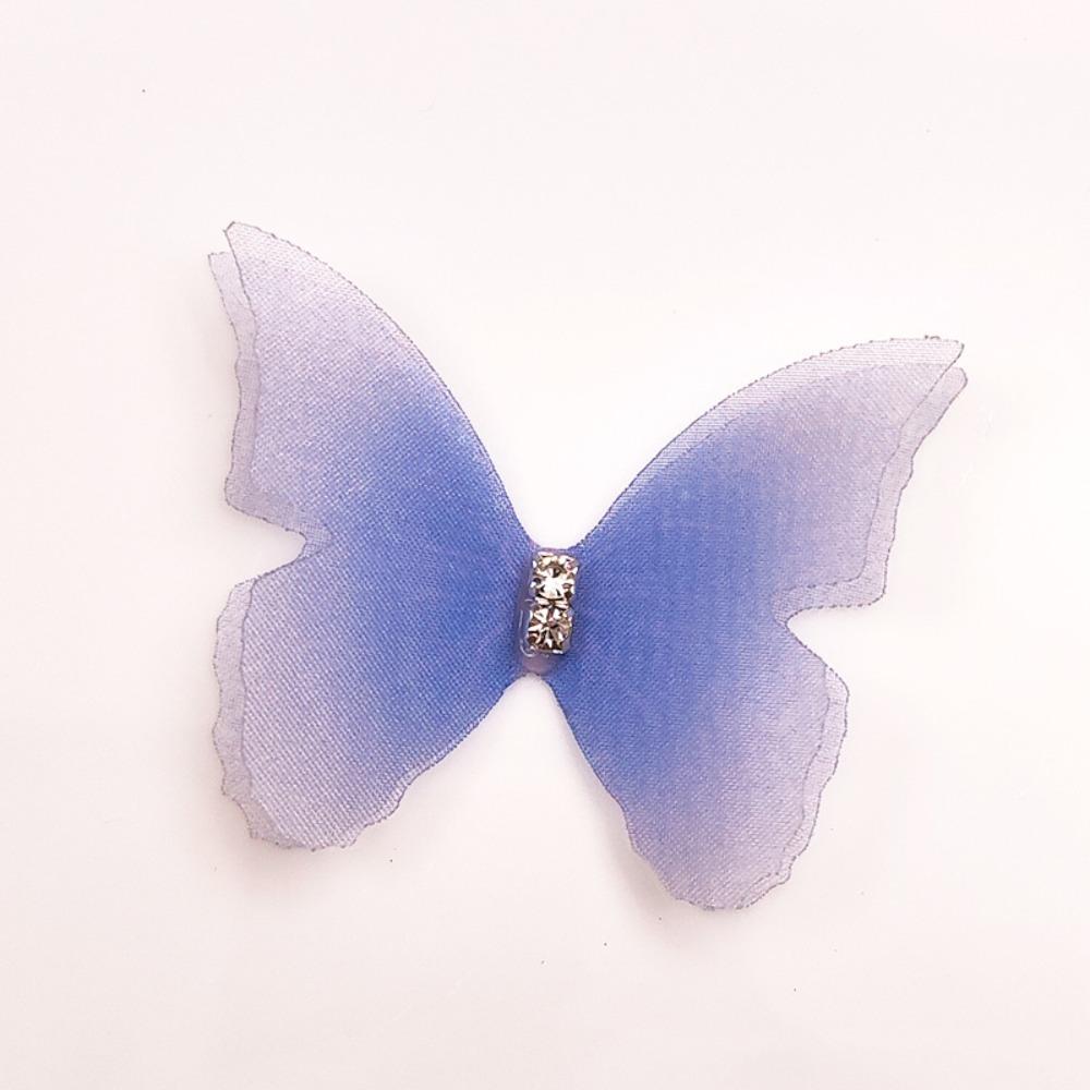 50pcs Gradient Color Organza Fabric Butterfly Appliques 3D Dreamy Simulation Mesh Butterfly Patch 5CM Double-layer