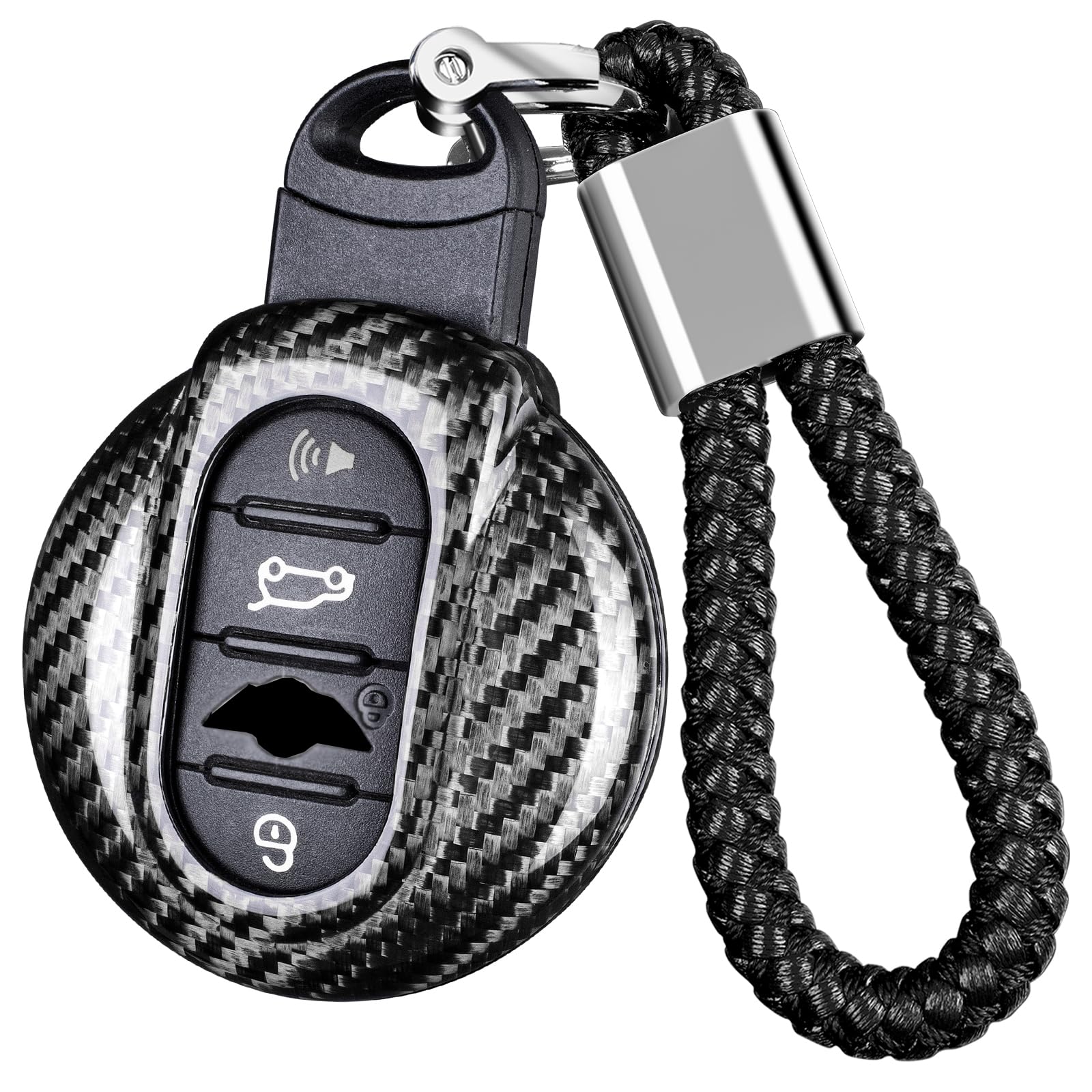 [T-carbon] Real Carbon Fiber Key Fob Cover Compatible with MINI silver black чёрный