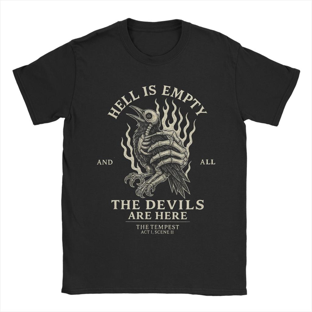 Hell is Empty and All The Devils are Here TShirts Men Vintage Pure Cotton Tee Shirt Round Collar Short Sleeve T Shirts Graphic