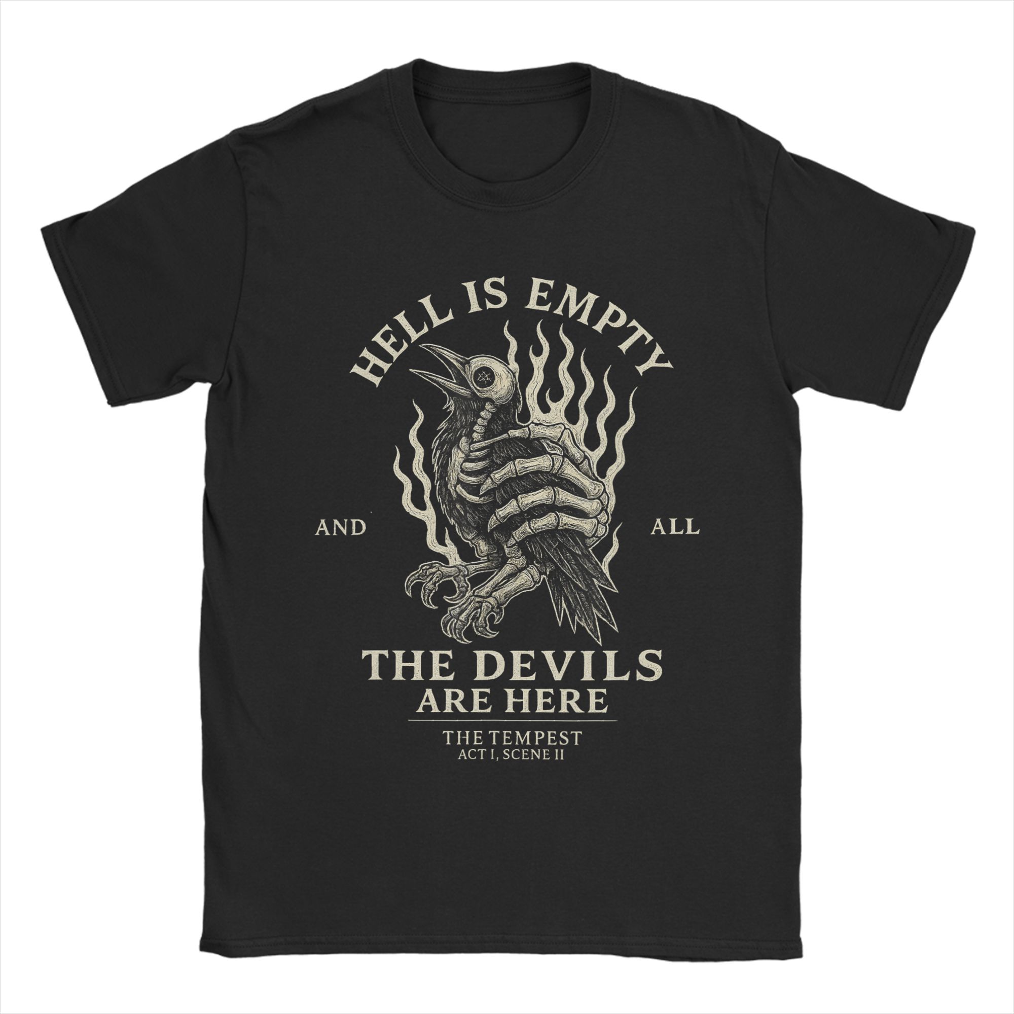 

Hell is Empty and All The Devils are Here TShirts Men Vintage Pure Cotton Tee Shirt Round Collar Short Sleeve T Shirts Graphic 4XL