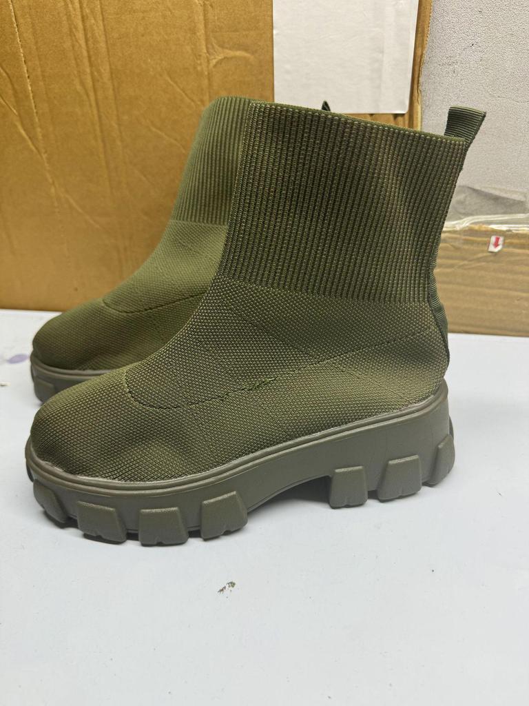 Plus Size Women's Flyknit Sock Boots: Autumn Martin Style, Breathable Candy Colors, Platform Thick Sole, Short Boots