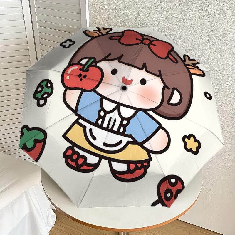 1PC apple mushroom Umbrella-8-Rib Reinforced, Automatic Open, Lightweight & Durable, Cute Fashion Accessory for Outdoor-Y0365