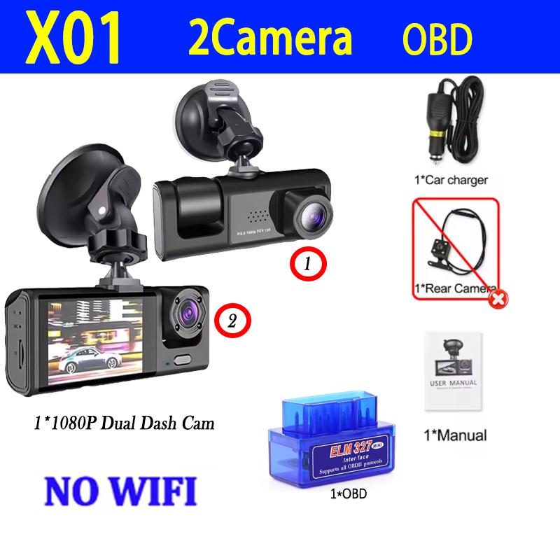 1080P Dash CamOBD WIFI APP Control Car DVR 2/3 Channel Front Rear View Optional Video Recorder for Cars with Optional Front View
