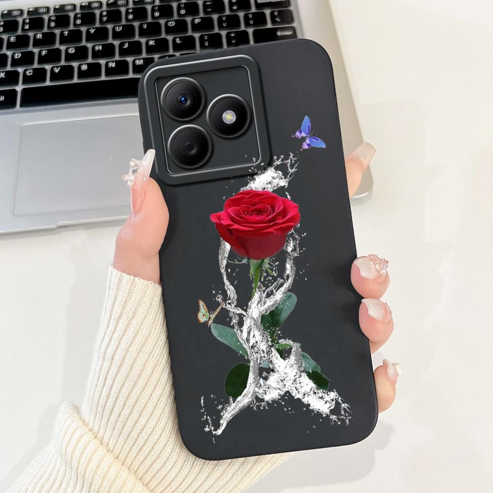 For Realme C61 RMX3939 RMX3930 C63 RMX3939 Case For Realme C63 Cover Luxury Fashion Flower Kawaii Girl Cute Cat Shockproof Shell