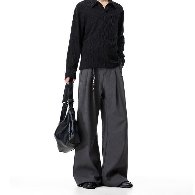OWOXA Men's Double-Pleated Straight-Leg Trousers