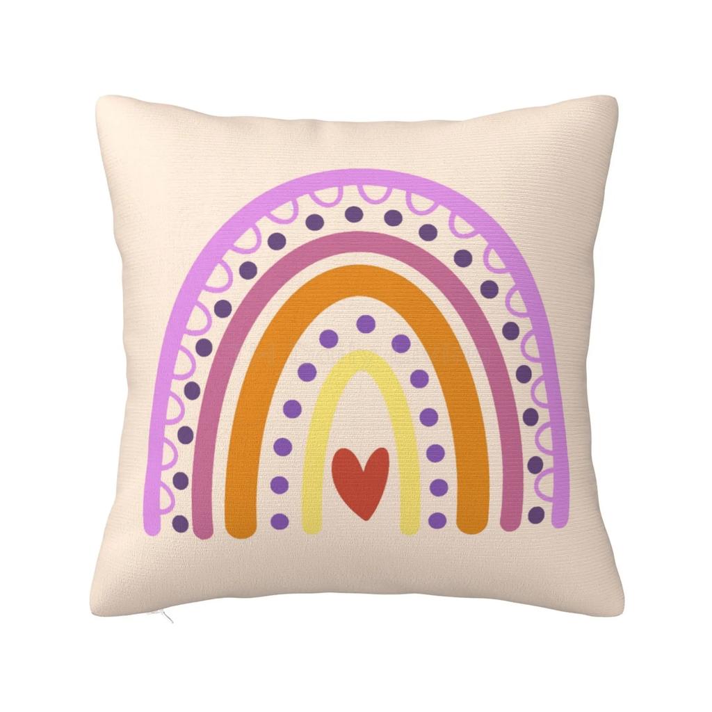 Boho Rainbow Throw Pillow Cover Bohemian Baby Nursery Cotton Polyester Pillow Case Neutral Rainbow Sofa Couch Decor X Inch