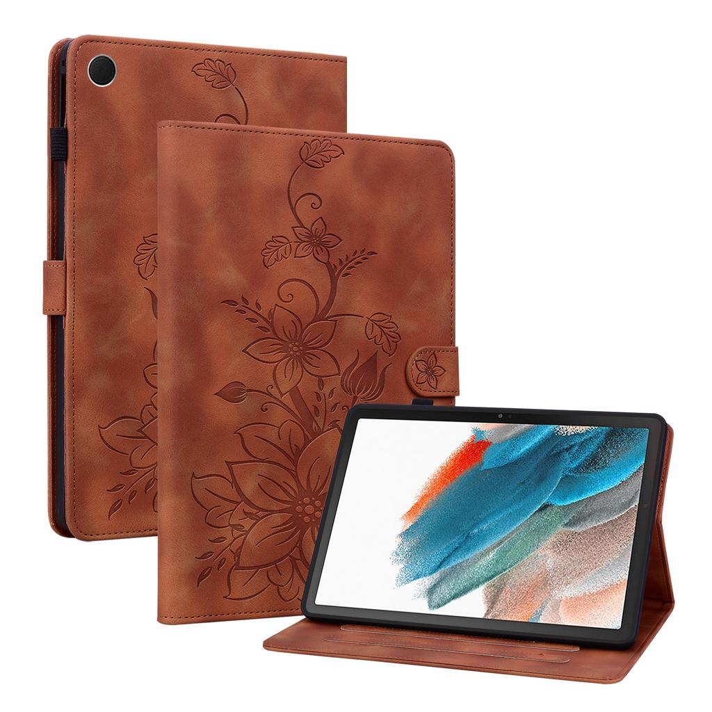 For Samsung Galaxy Tab A8 10.5 (2021) (SM-X200;SM-X205).PU Leather Exquisite Floral Embossed Design Tablet Case