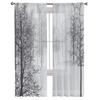 Winter Forest Tree Snowflake Semi Curtains Living Room Snowy Landscape Print Tulle Curtain Drapes Window Treatments Sheer Polyester Great Treatment