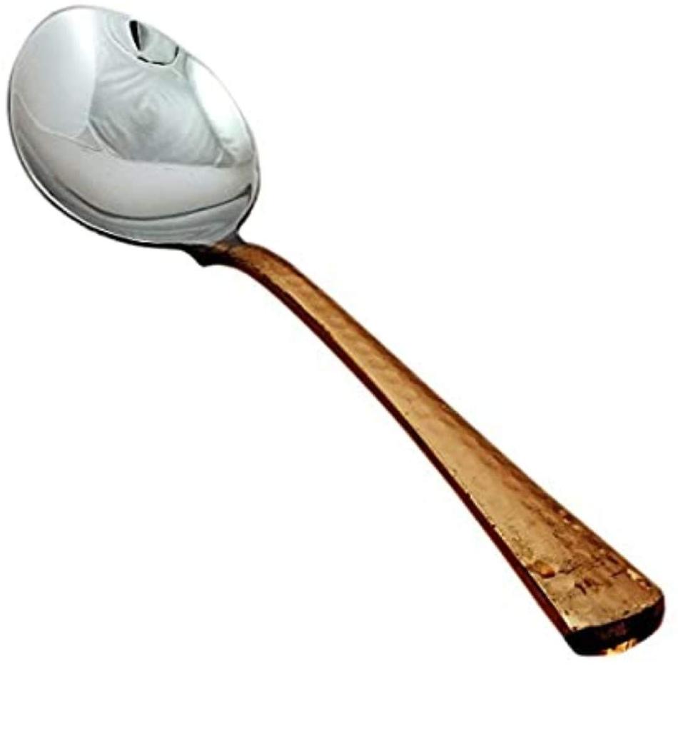 Dinner Set Copper Steel Solid Hand Made Kitchen Plate  (Set Of 8 Pieces Including Fork Spoon)