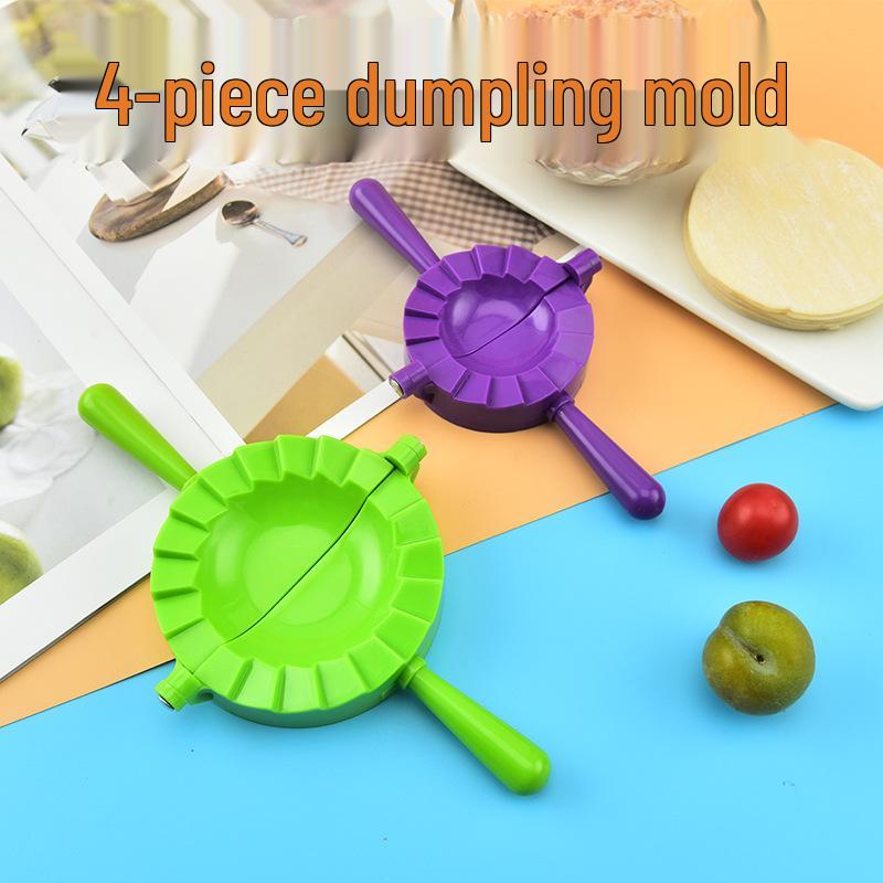 4-Piece Colored Dumpling Maker Set: Manual Kitchen Tool with Dumpling Clips and Molds