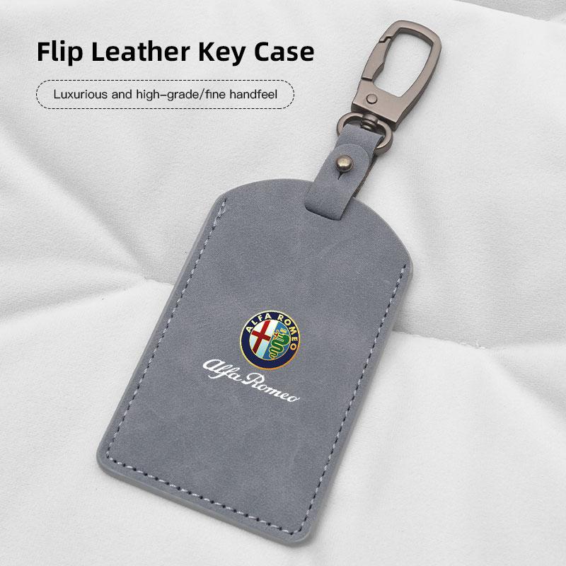 Suede Car Key Card Cover Keychain Car Key Accessories For Alfa Romeo GT 166 147 159 156 Giulietta Mito Giulia Volante Tonale 4C