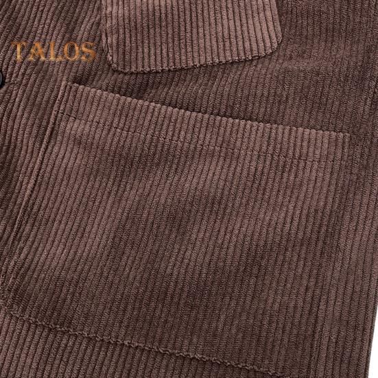 Herre cordfløyelvest frakk V-hals, ermeløs enkeltspent knapper vest med lommer Ensfarget vestjakke