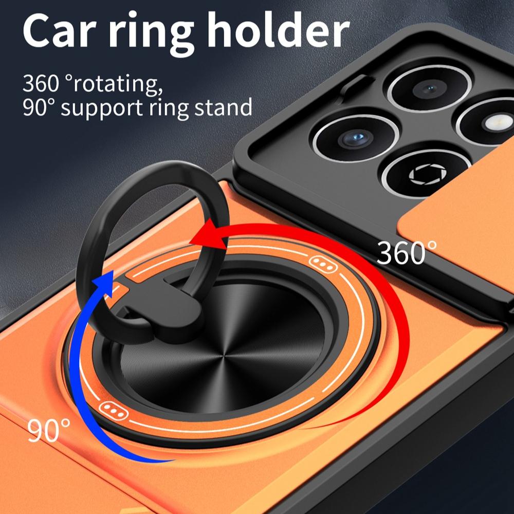 KEYSION Magnetic Phone Case for HONOR X7d 4G 5G Slide Camera Protection Upright Kickstand Shockproof Cover for Honor 400 Smart 5G