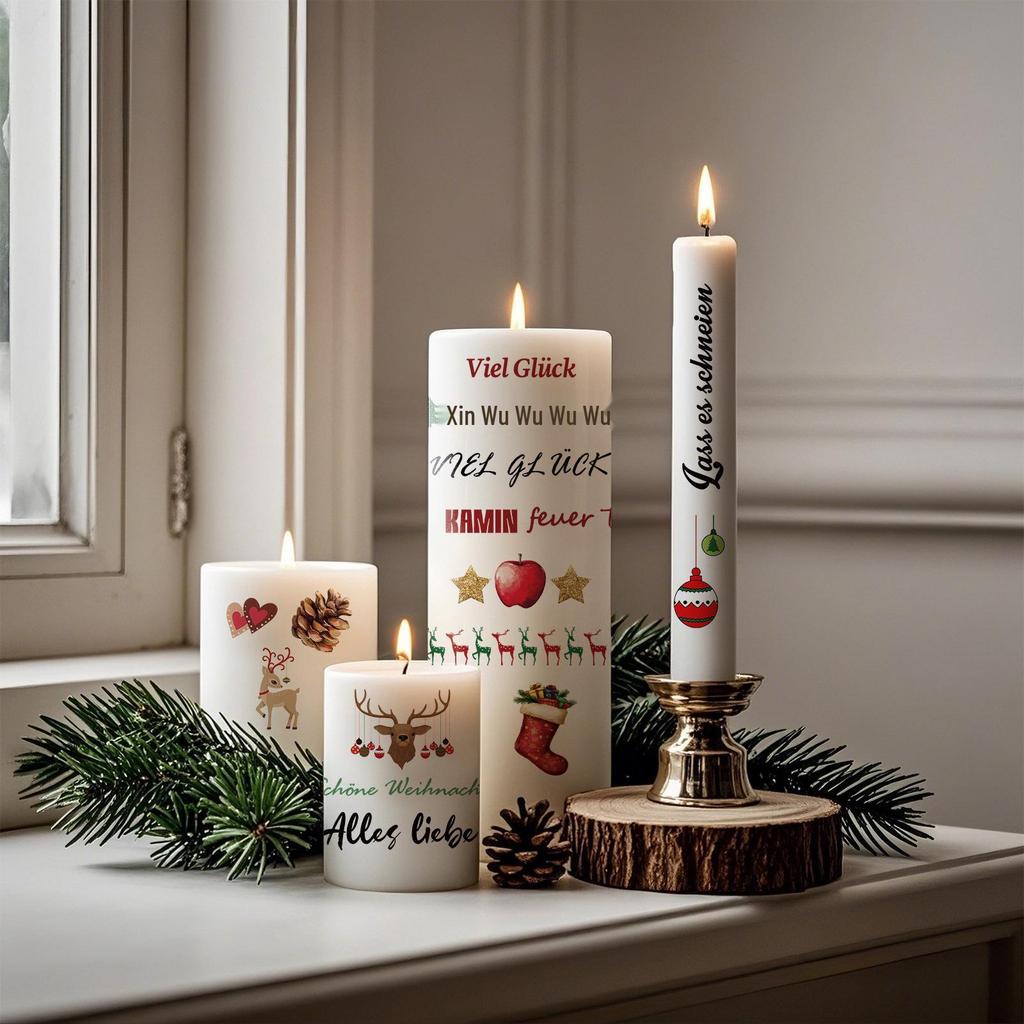 Festive Vintage Tattoo Stickers & Candle DIY Decorations for Christmas Parties