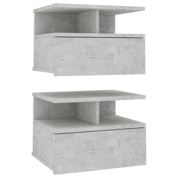 VidaXL Floating Bedside Tables 2 Pcs Concrete Grey Engineered Wood 800414