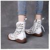 Johnature Ethnic Style Summer Boots Retro Genuine Leather Hollow-out Soft Sole Breathable Women's Shoes