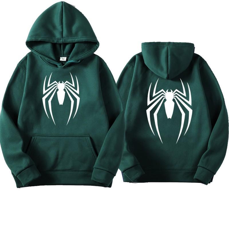 Mens Oversized Streetwear Hoodie With Spider Print - Soft Cotton Blend Loose Fit Casual Sweatshirt