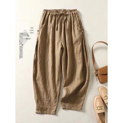 Haremshose aus reiner Baumwolle mit hohem Bund und Froschverschluss - Retro-Stil für Damen, Frühling/Sommer