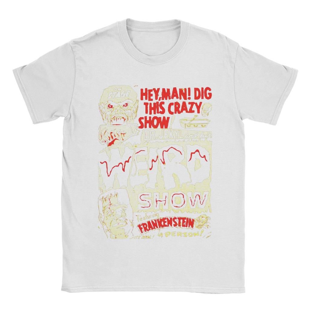 Vintage Dr. Jekyl und seine seltsame Show mit Frankenstein Horror Vintage T-Shirt Herren Baumwolle Rundhals Sommer Tops Shirts