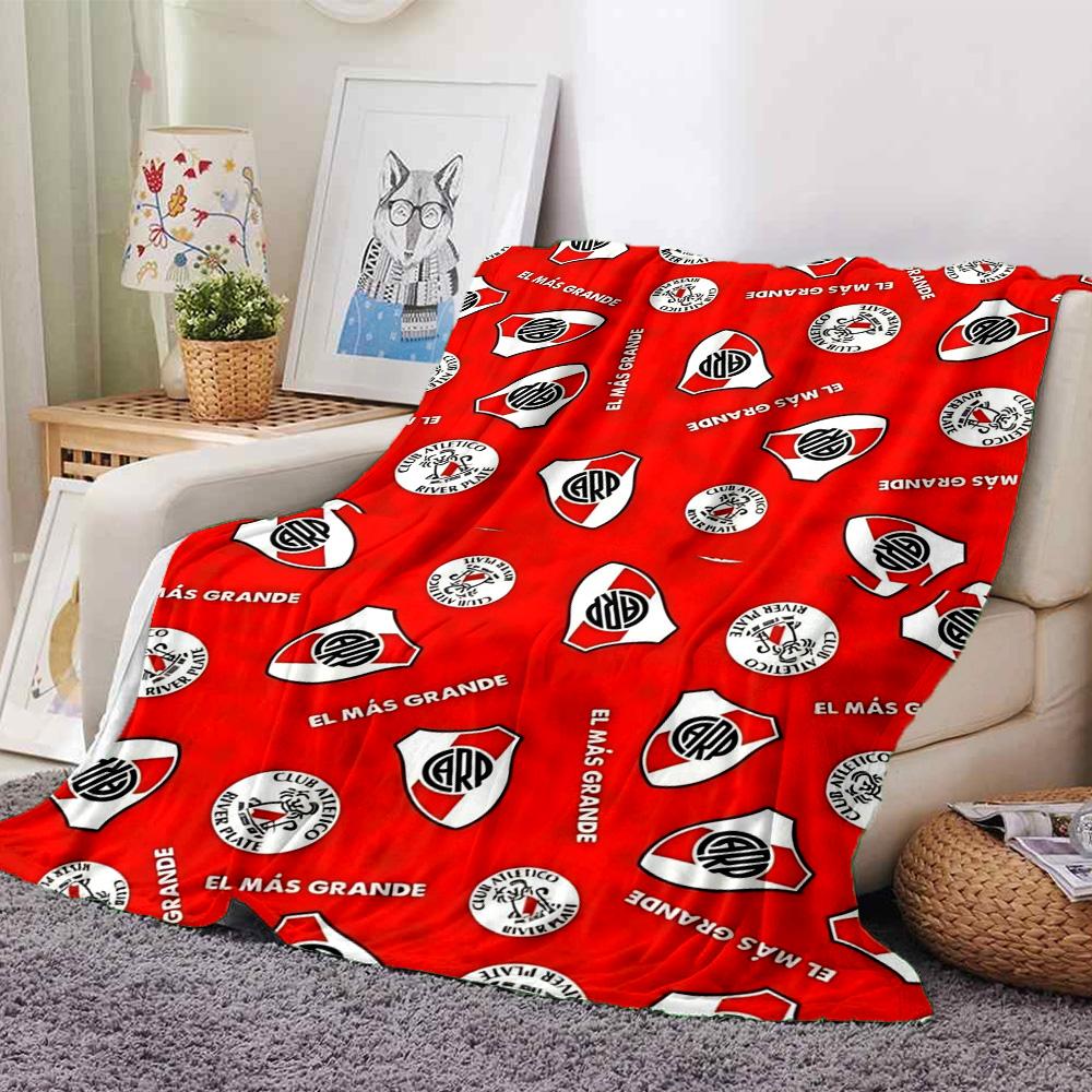 River Plate Club Badge All‑Over Print Flannel Blanket Soccer Fan Throw Blanket Soft Cozy Home Sofa Bed Decor for Football Supporters