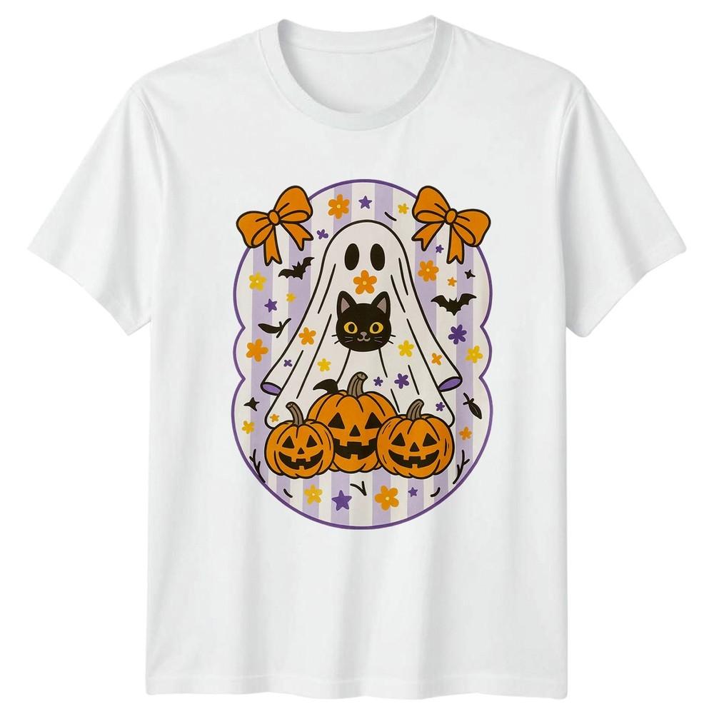 Cute Ghost Cat Pumpkin TShirt Halloween Gift For Him And Her S