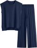 2024 Women's Knitted Casual Suit: Sleeveless Vest Sweater & Wide-Leg Pants Two-Piece