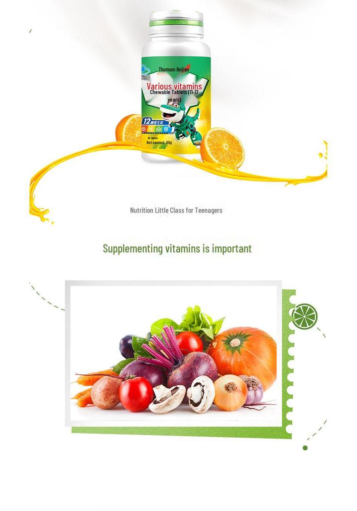 Tangchen Beijian Multivitamin Chewable Tablets for Teenagers (11-17 Years) - 60 Tablets, New Genuine Product