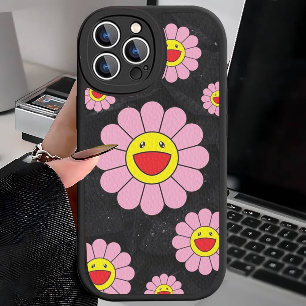 Japanese Artisti M-murakami T-takash Art Colorful For iPhone 16 15 14 13 12 11 Pro Max Plus Shockproof Leather Soft Phone Cover