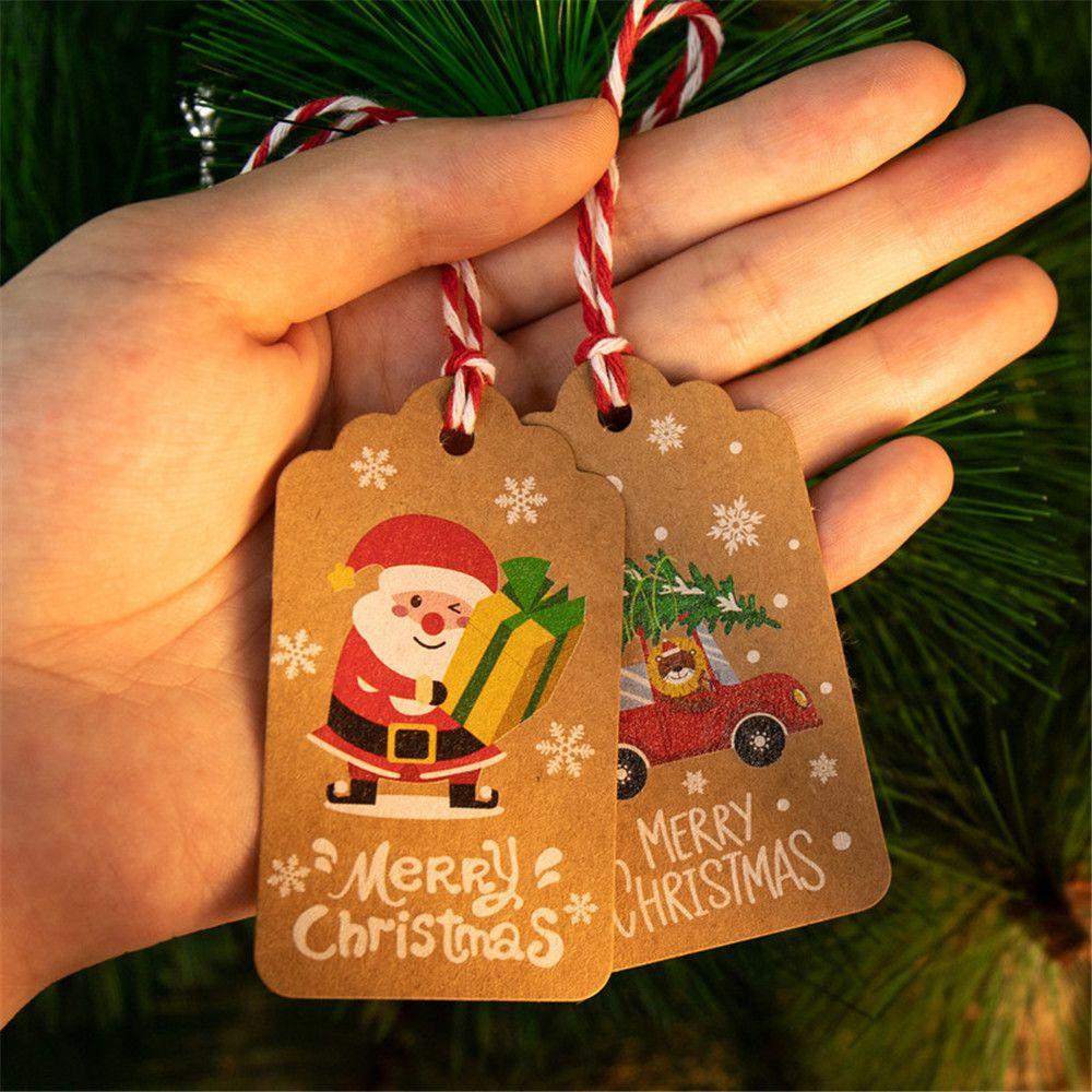 50pcs Party Cards Xmas Decoration Kraft Paper Gift Wrapping Christmas Labels Kraft Tag Hang Tags