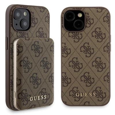 Guess Gubpm5P15S4Gemgw Set Iphone15 6.1 Hardcase + Powerbank 5000Mah Magsafe Brown/Brown 4G Metal Logo