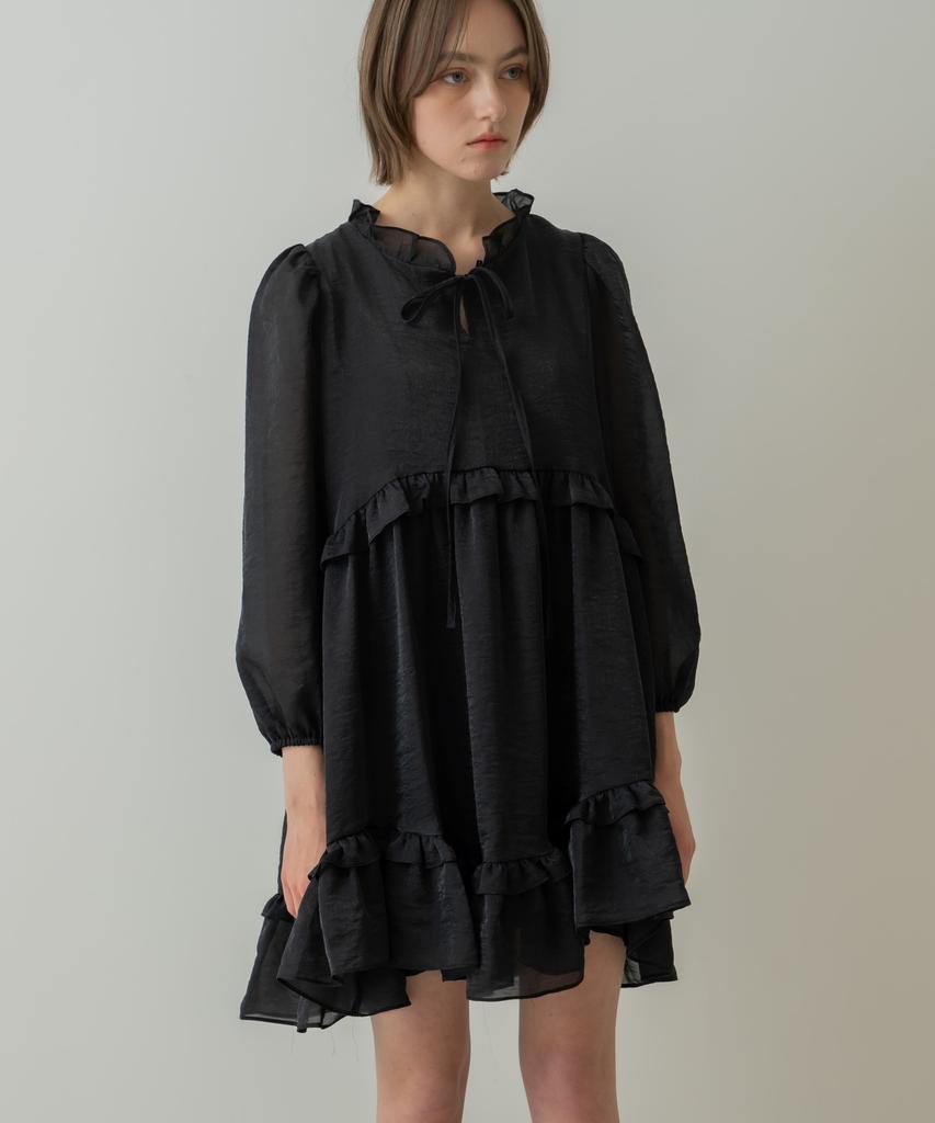 WIOE Shallot Ruffle Mini Dress_Black