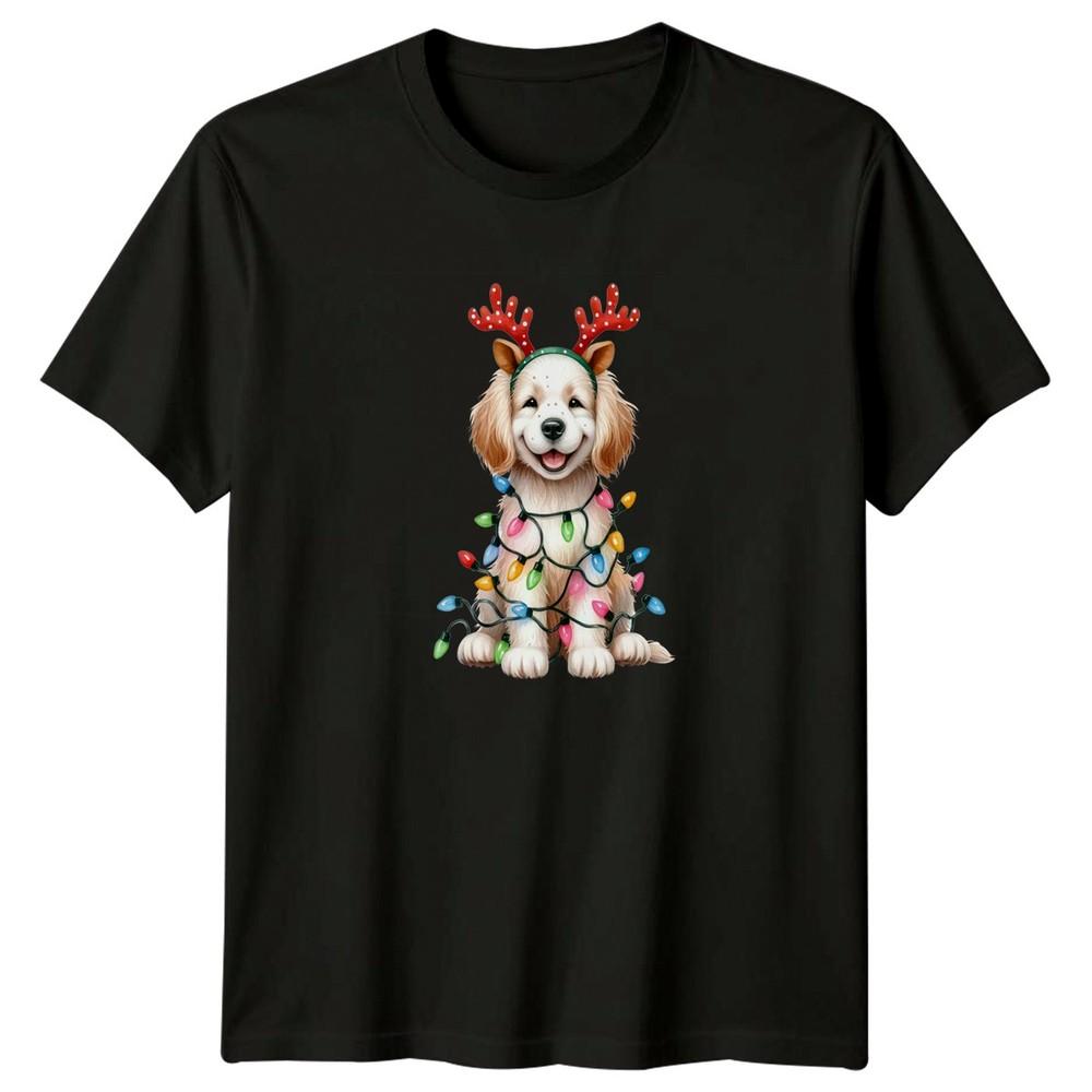 Puppy Christmas Lights Holiday Unisexs TShirt Unisexs Tee Graphic Unisex Top