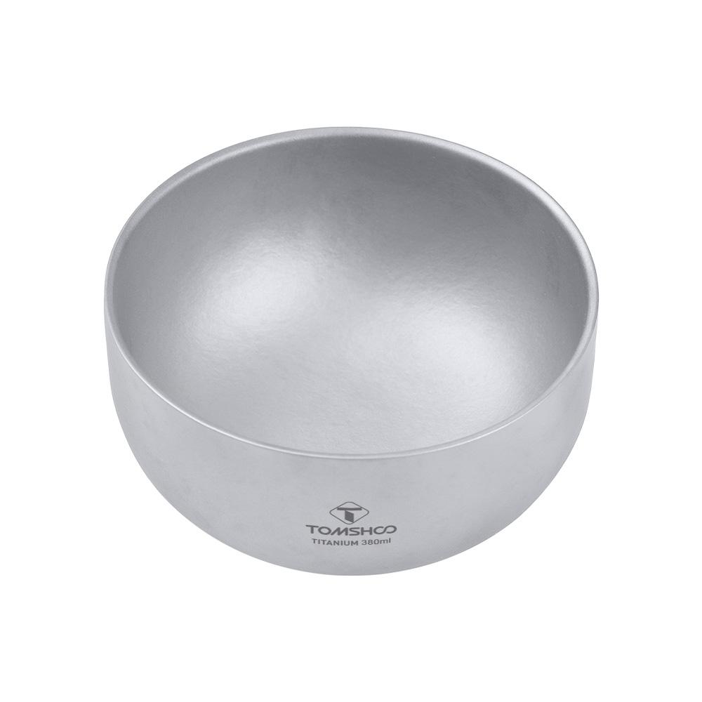 TOMSHOO 380 ml Campingkokkärl Titan Skål Utomhus Multifunktionell Skål Dubbelväggig Värmetålig Ultralätt Bärbar Bord