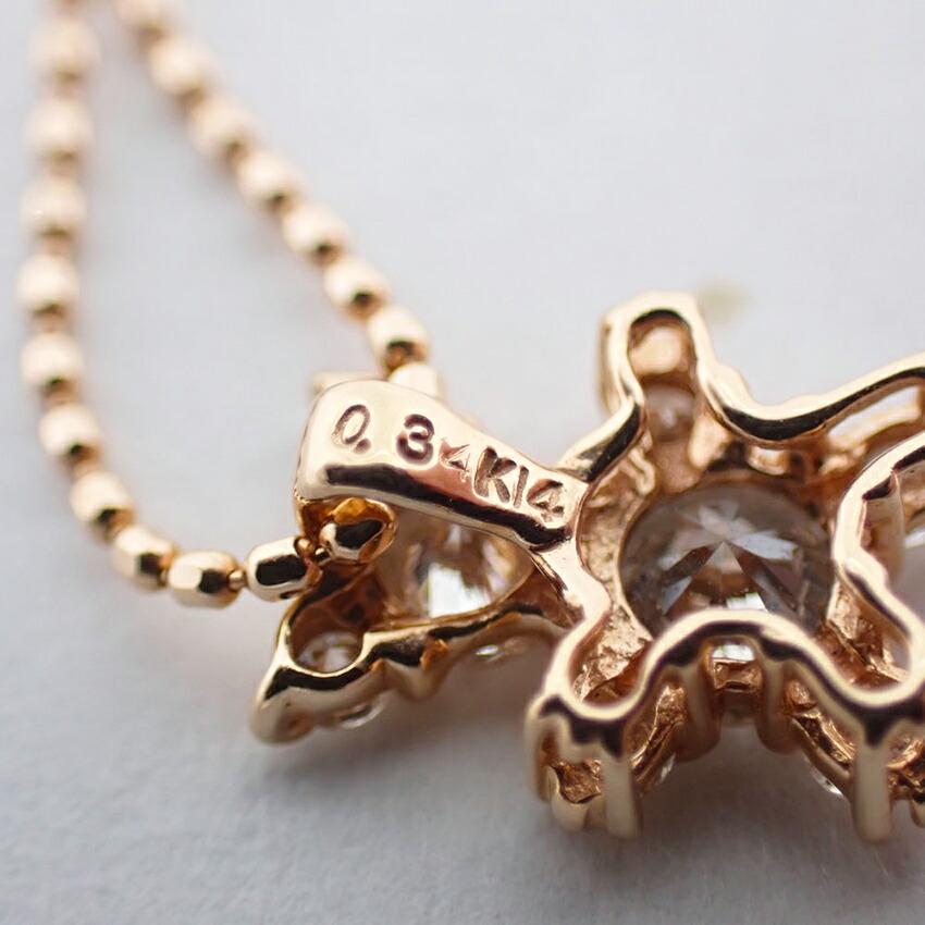 [Used] K14PG Diamond/0.34ct Necklace/Pendant/g512-35