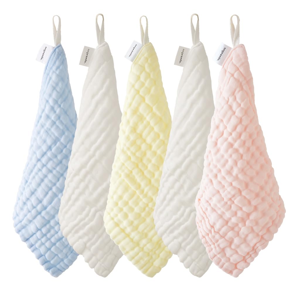 

Ange Smile Gauze Handkerchiefs for Gauze Baby Cotton with Perfect for Set of Pastel Colors Babies, 6-Layer Towels, 100% Loops, Soft, Absorbent,