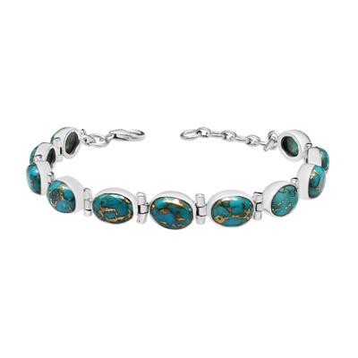 Bracelet en pierres précieuses turquoise en cuivre bleu naturel, argent sterling 925, bijoux faits à la main, longueur réglable, cadeau pour maman, cadeau de Pâques