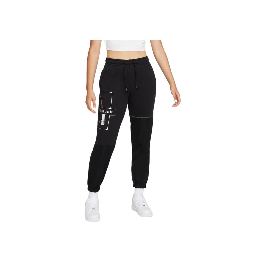 Nike Logo Letter Print Elastic Fleece Warm Cuffed Sports Pants Women pants Black DM1750-010