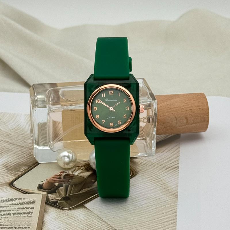 JYL Women's Watch Square Digital Student Casual Silicone Strap