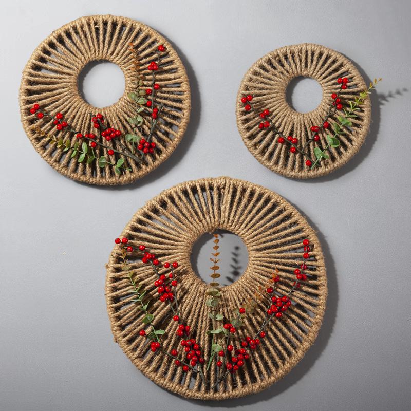 Rattan Woven Round Wall Decor for Living Room Background Wall Macrame Hanging