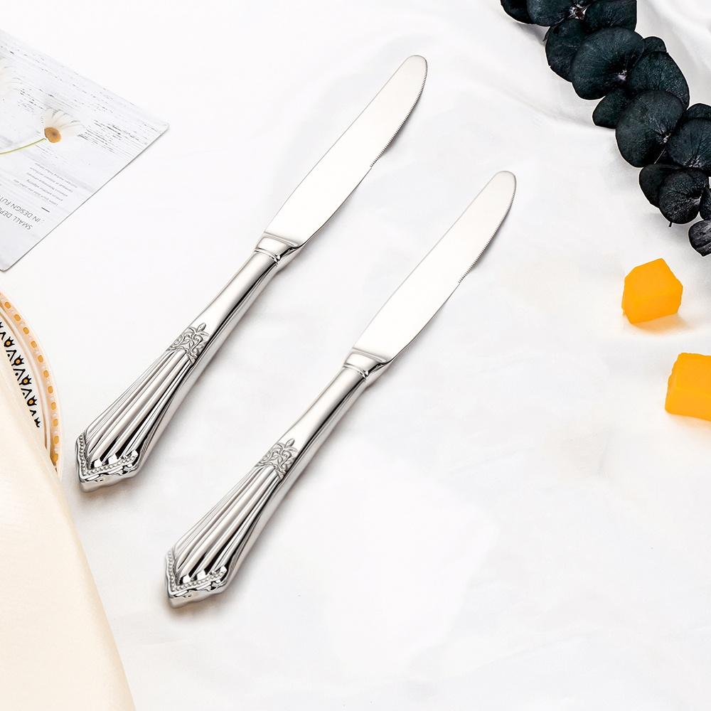 10,1" Vergoldetes Luxus-Tafelmesser-Set mit hohlem Griff Spülmaschinenfest Edelstahl Silber Tafelmesser 2/3/4/5/6 Stück