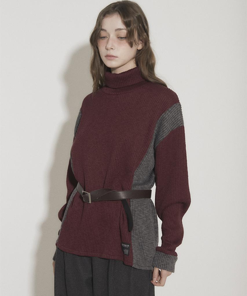 Eoboneoseu Panel Turtleneck Pullover [Burgundy]