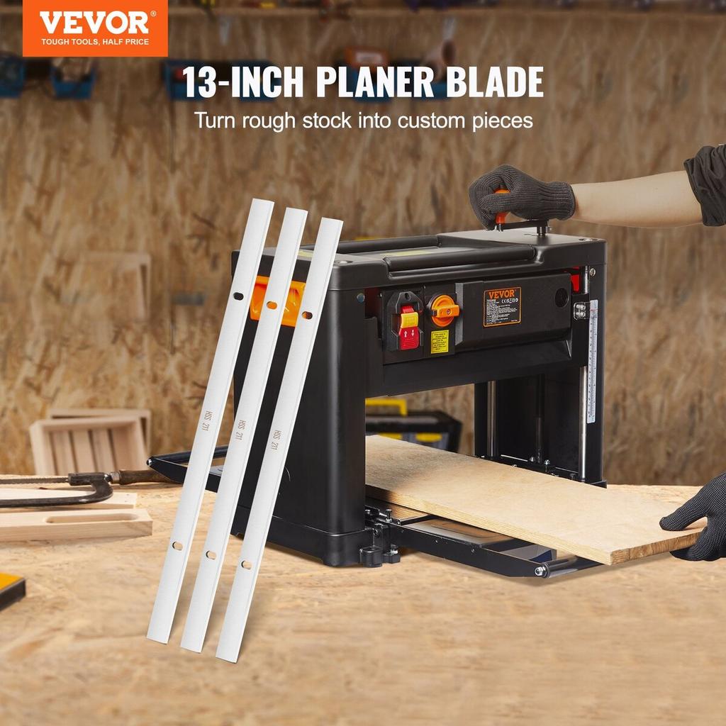 Planer Blades Knives, 13-inch Thickness Planer Knives, 2 Mm Thickened High Speed Steel Replacement HRC55-60 Hardness, Convenient Mounting Holes for