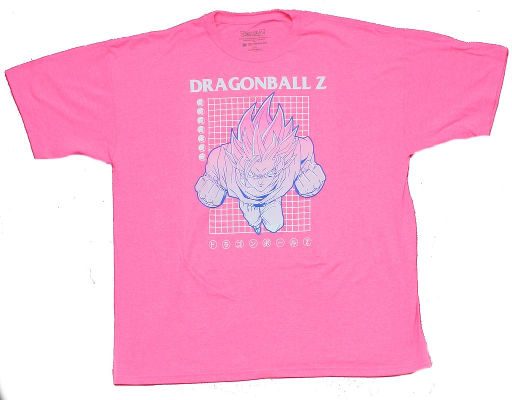 Dragon Ball Z Adult New T-Shirt - Attacking Goku on Grid Under Name