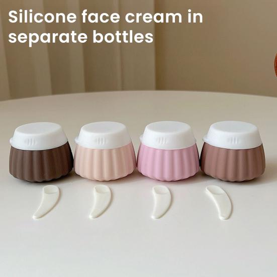 4Pcs 40ML Silicone Travel Bottle with Clear PVC Bag Leak Proof Reusable Facial Cream Lotion Sunscreen Storage Jar Portable Refillable Empty Toiletries