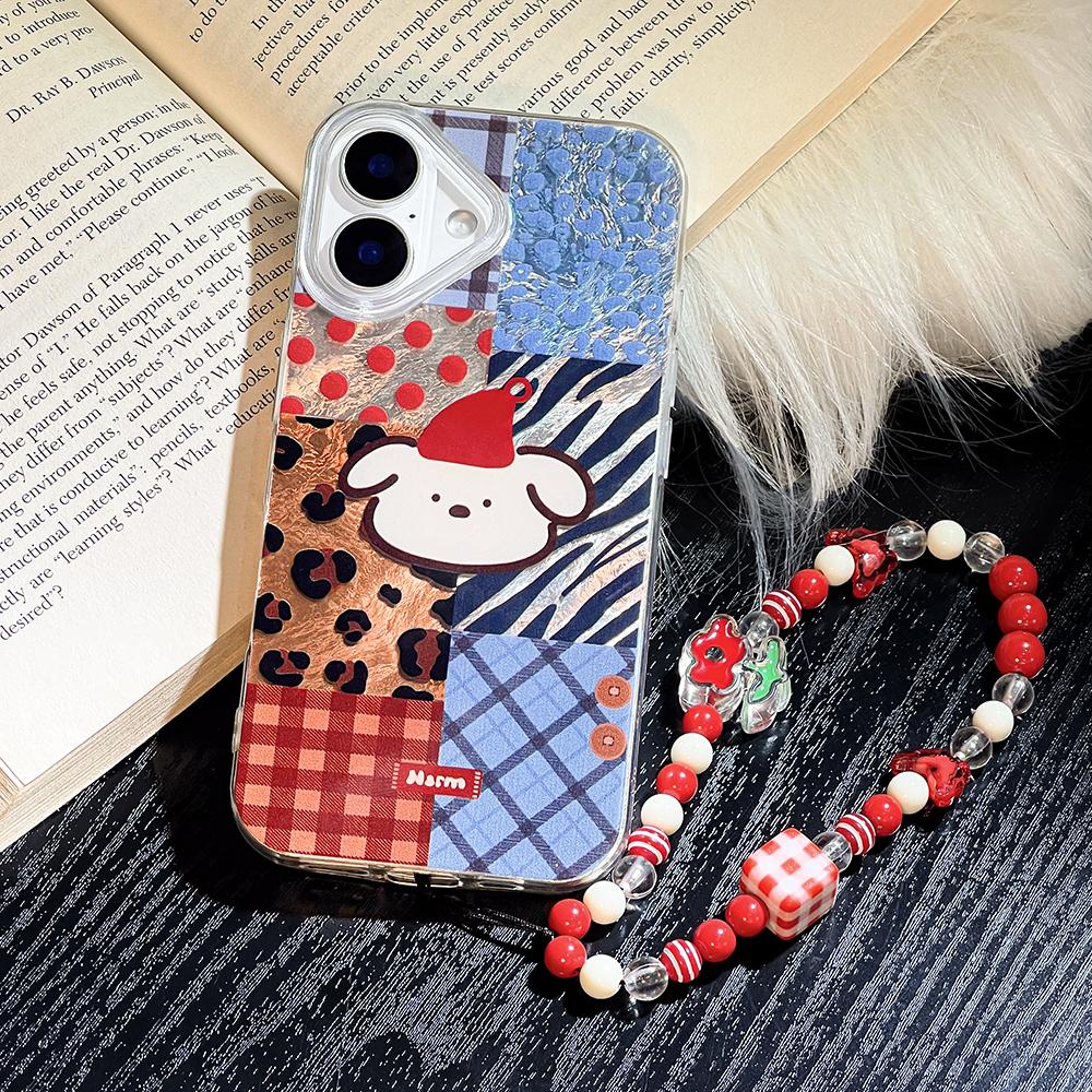 Bracelet Chain Painted Phone Case For iPhone 16 11 12 13 14 for 12 14 16 Pro 14 16 Pro Max Cute Pattern Hard Cover With Lanyard