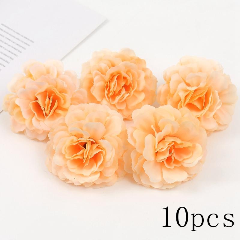 Orange Artificial Flowers Heads Silk Fake Flowers for Home Decor Party Marriage Wedding Decoration DIY Wreath Gifts Accessories