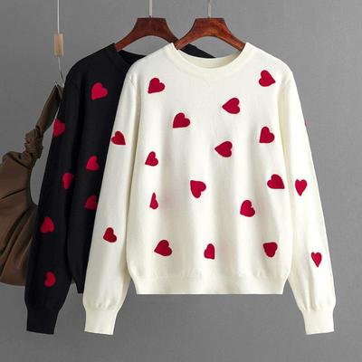 Dames Herfst en Winter Valentijnsdag Liefde Pullover Dames Breigoed Grote Maat Losse Grensoverschrijdende Trui