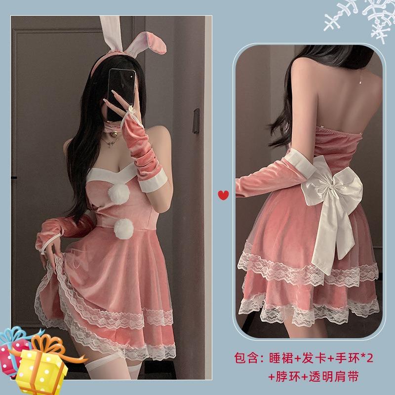 Sexy new year's day christmas uniform sexy lingerie velvet nightdress cosplay new c robe suit